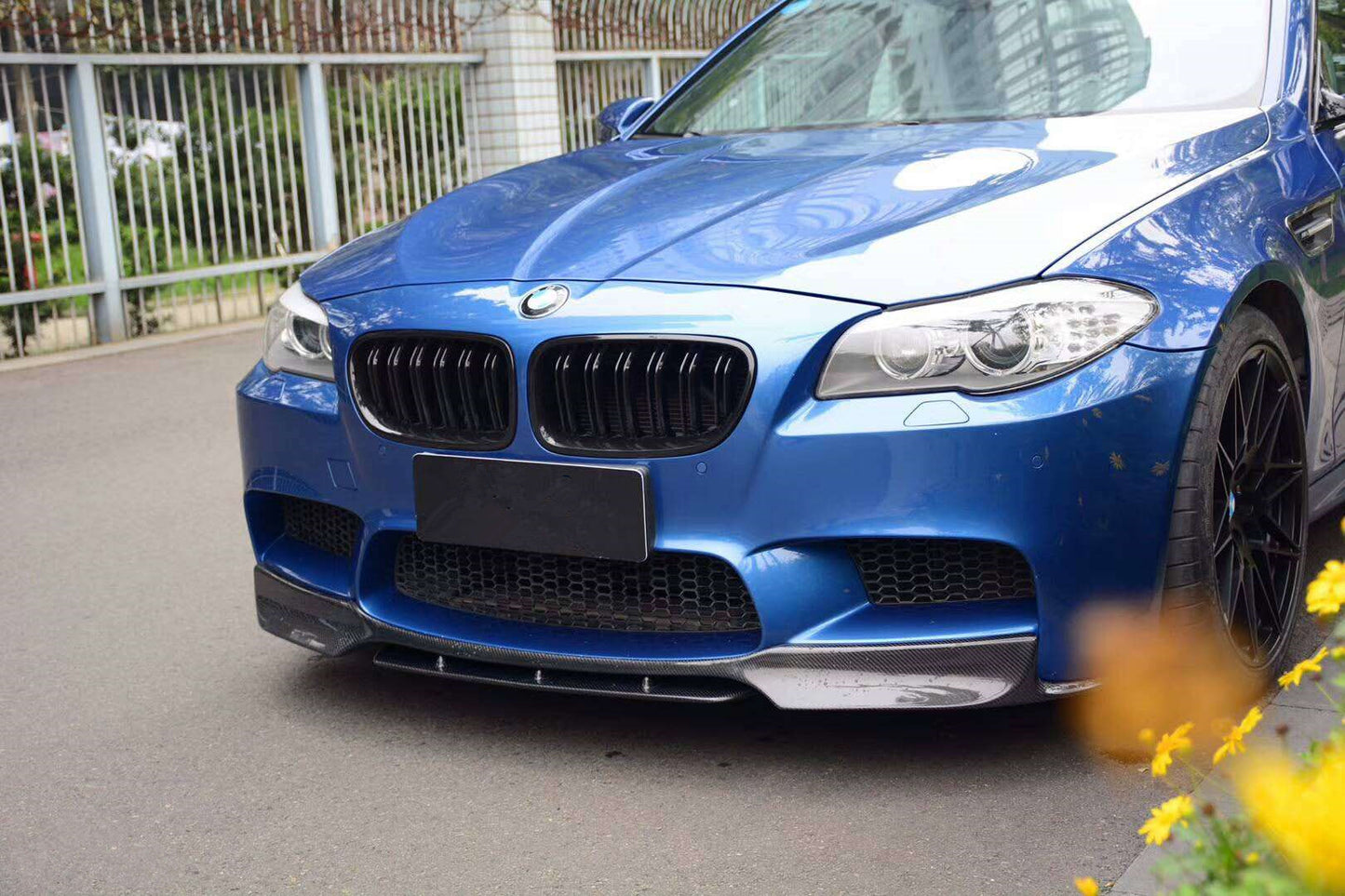 BMW F10 M5 V Type Carbon Fiber Front Bumper Lip 2011-2016