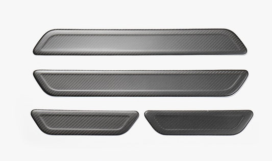 Matt Dry Carbon Fiber Front & Rear Door Sill 4 Pcs For Tesla Model 3 2017-2023