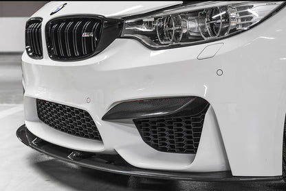 BMW F80 F82 F83 M3 M4 Carbon Fiber Front Bumper Upper Flaps Trims 2014-2019