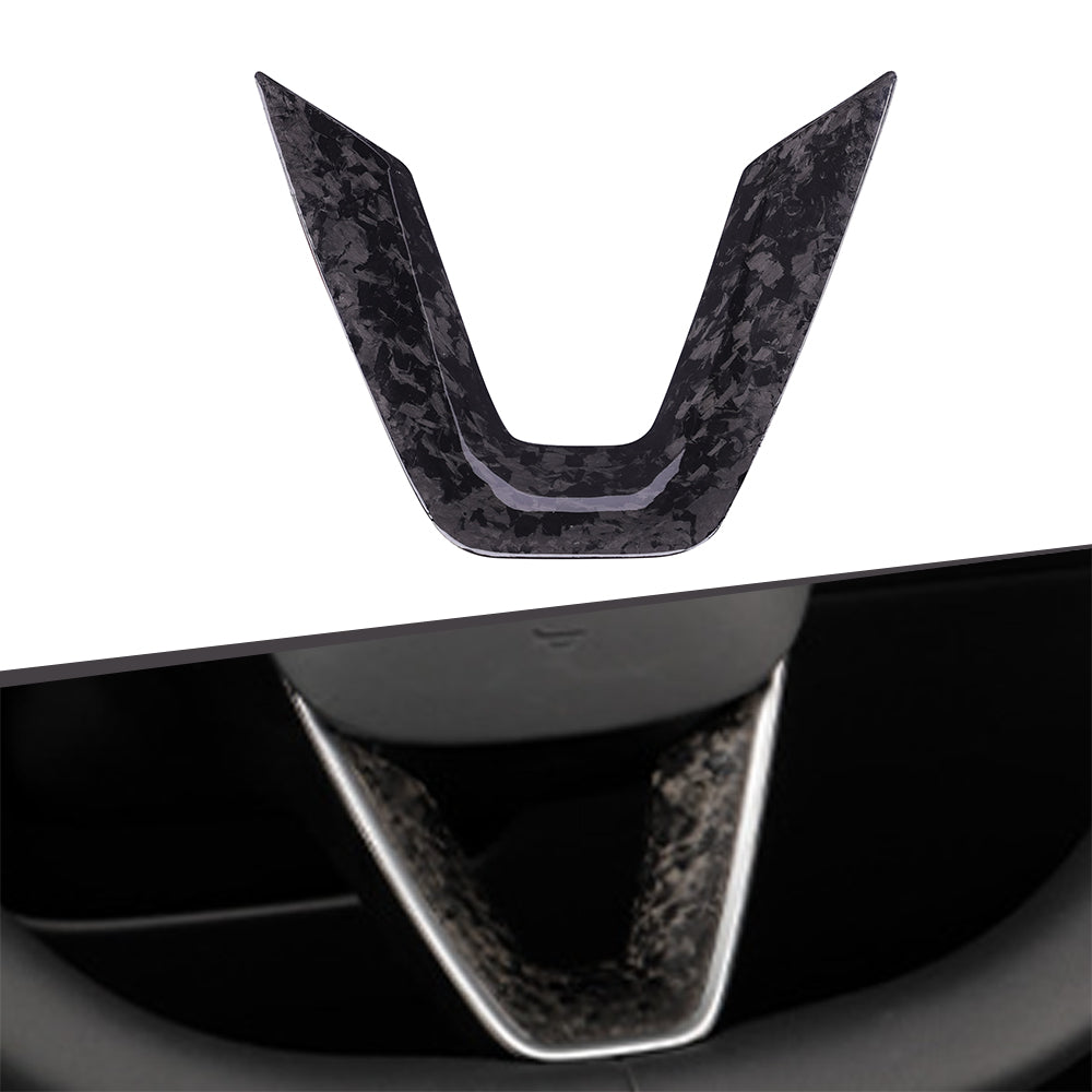 Gloss Forged Dry Carbon Fiber Steering Wheel Trims For Tesla Highland Model 3 2023+