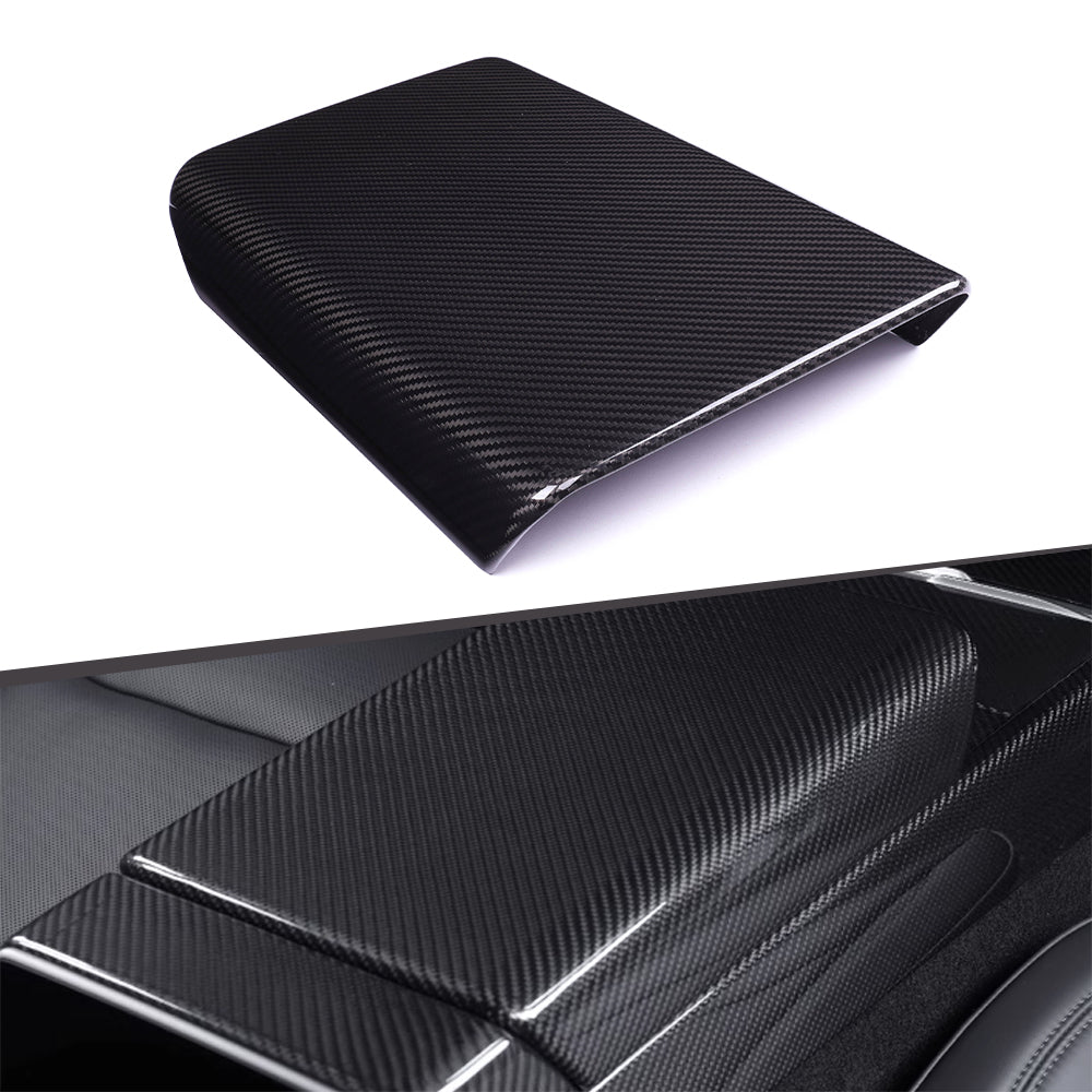 Gloss Dry Carbon Fiber Armrest Cover For Tesla Highland Model 3 2023+