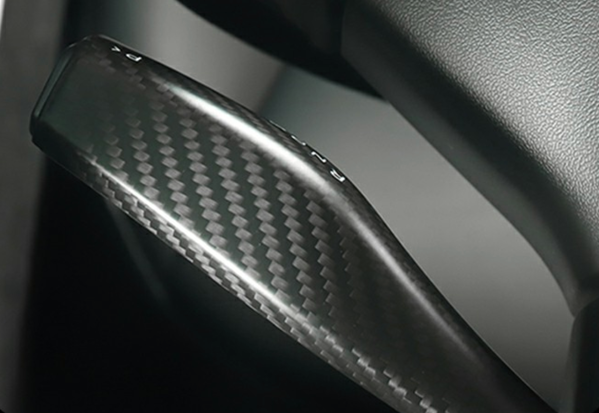 Gloss Dry Carbon Fiber Shift Stalk Covers 2 pcs For Tesla Model 3 & Y 2017-2023